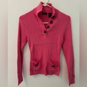Moda International Ribbed Button-Up Sweater Pink Long Sleeve Size Medium